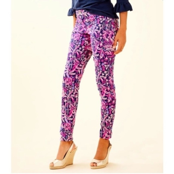 Lilly Pulitzer Kelly Skinny Ankle Pant Bright Navy Swing of Things - Picture 1 of 14